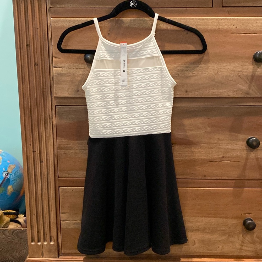 Cream and black girls dress